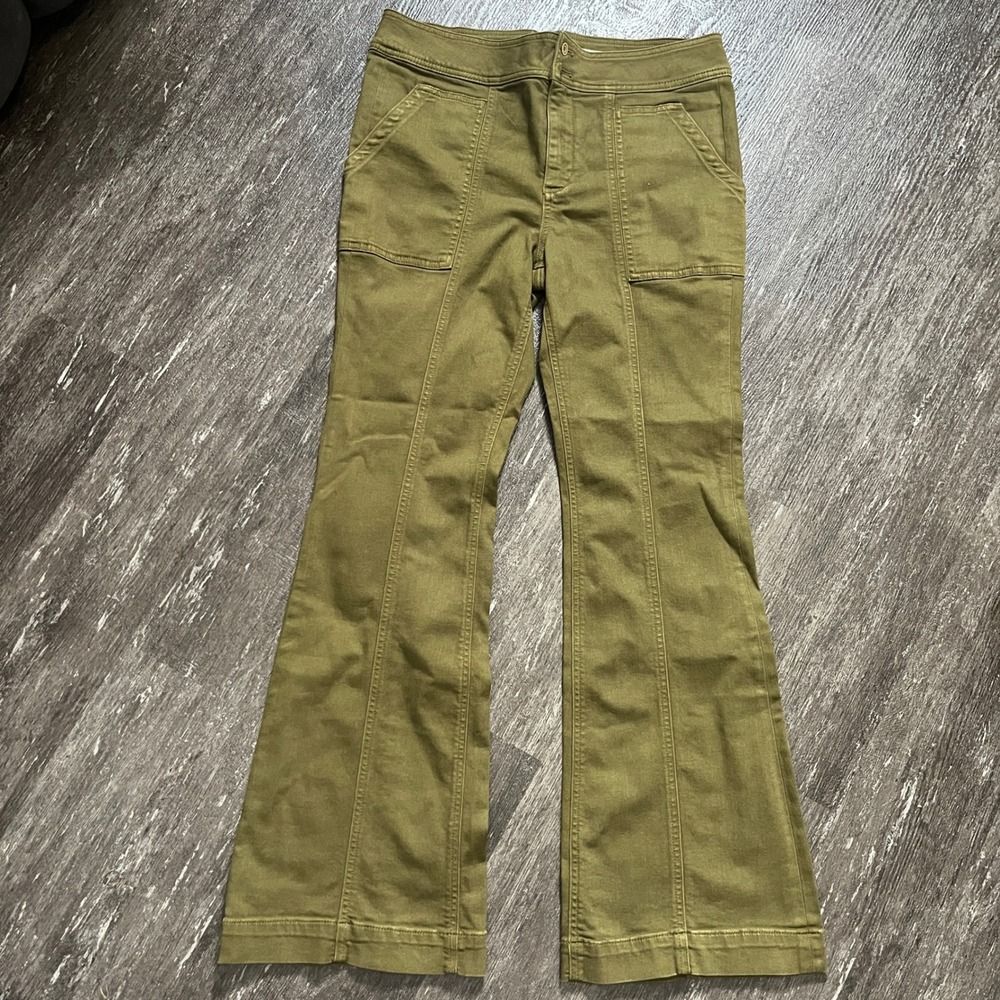 Pilcro and the Letterpress Anthropologie High Rise Trouser Bootcut Olive Pants